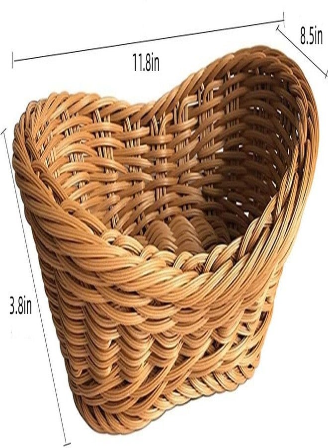 ANRUIDE 2 Pack Polyester Wicker Bread Basket Imitation Rattan Braid Basket Woven Table Food Fruit Vegetable Service Basket for Restaurant Service Display Home Outdoor Dining Room - Image 2